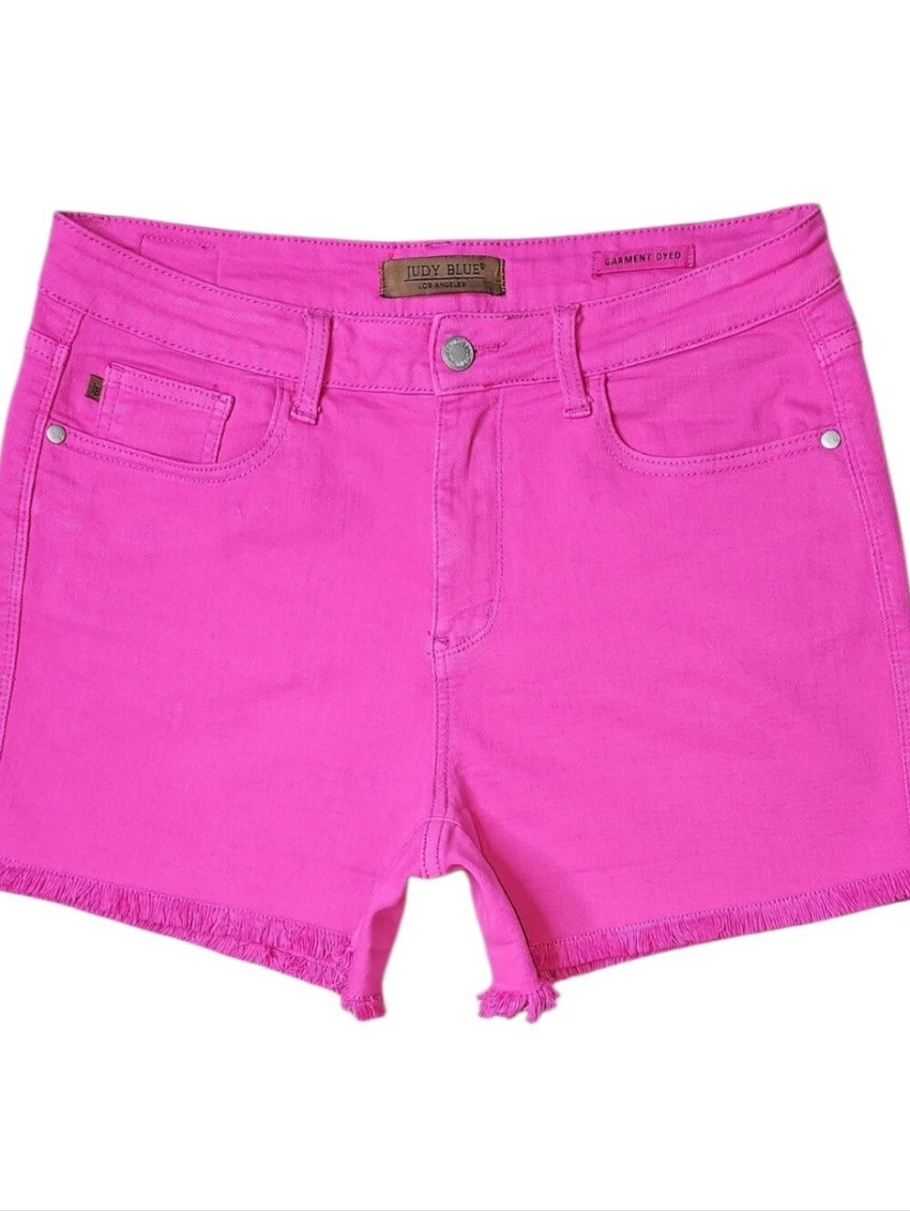 Judy Blue LA. Garment Dyed Fuchsia Pink Jean Shorts. Women's Size: Large (11-12)